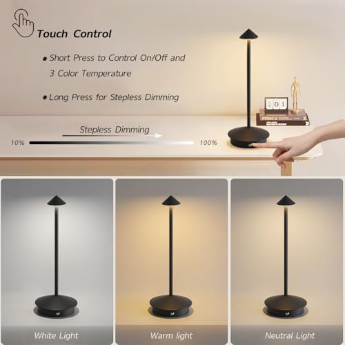 2 Pack Aluminum Cordless Table Lamp (2 Count)