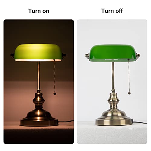 Green Bankers Lamp with Pull Switch
