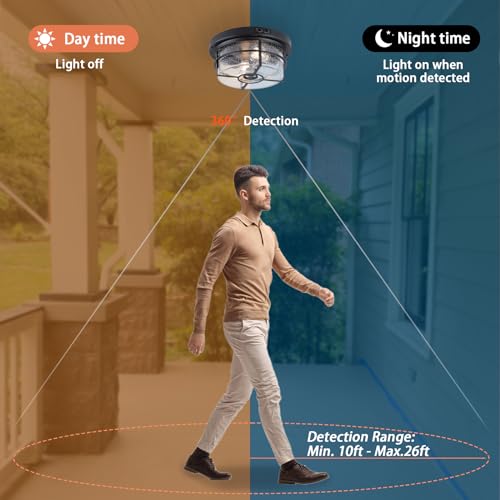 Motion Sensor Outdoor Flush Mount Ceiling Light