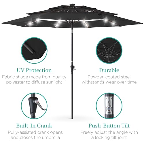 10ft 3 Tier Solar Patio Umbrella