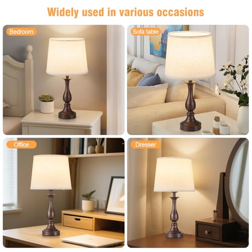 Bedside Table Lamp Touch Control Bedroom Lamps with USB A + C Charging Port 3 Way Dimmable Touch Lamps for Nightstand Living Room Bedroom Dorm Home Office Reading (2 Count)