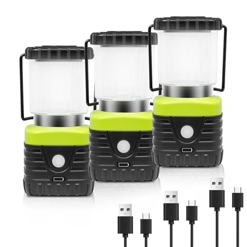 3PCS Warm LED Camping Lantern Rechargeable for Power Outages (16.8 Ounce)