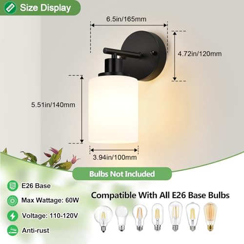 Set of 2 Wall Sconces for Bathroom (2 Count)