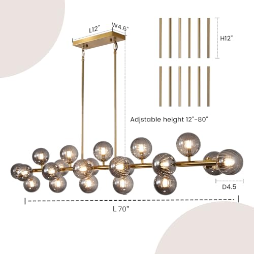 Modern Gold Chandelier Rectangle Pendant Light Sputnik Chandeliers Hanging Light Fixture 16