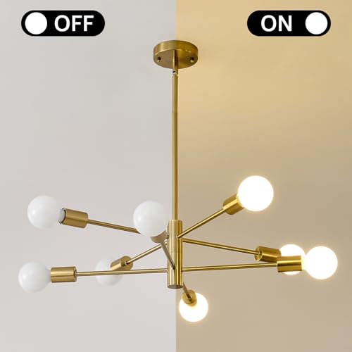 8 Light Gold Sputnik Lighting Fixture Mid Century Modern Chandelier