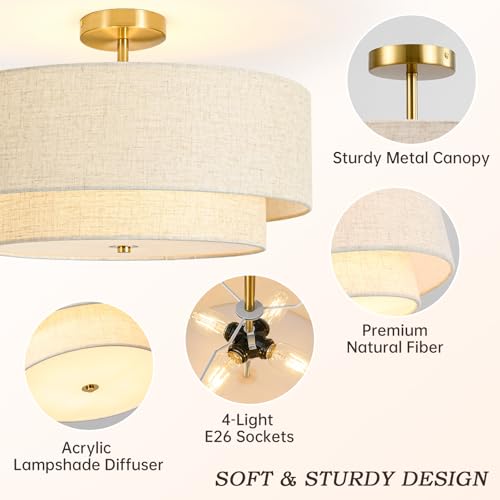 19.7" Semi Flush Mount Ceiling Light