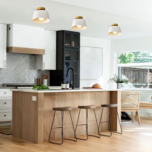 3 Pack White and Gold Modern Semi Flush Mount Ceiling Light Fxiture 10 in (3 Count)