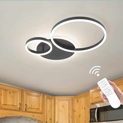 Modern Dimmable LED Flush Mount Ceiling Light Remote Control Acrylic Ring Chandelier