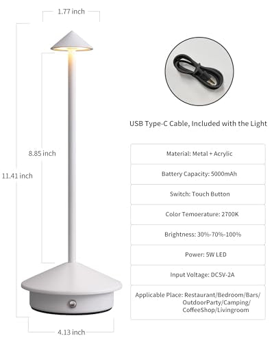 Modern Cordless Table Lamp Set of 2 (2 Count)