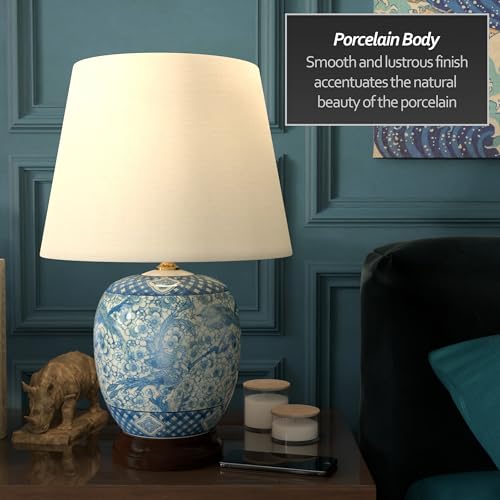 20" Classic Blue & White Porcelain Jar Lamp