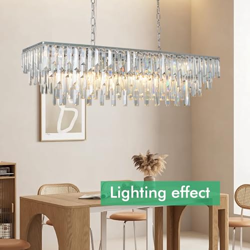 39" Modern Rectangle Crystal Chandelier