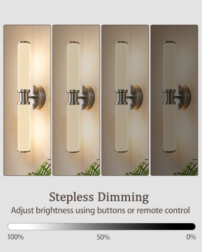 Nickel Wireless Battery Operated Wall Sconces with Remote