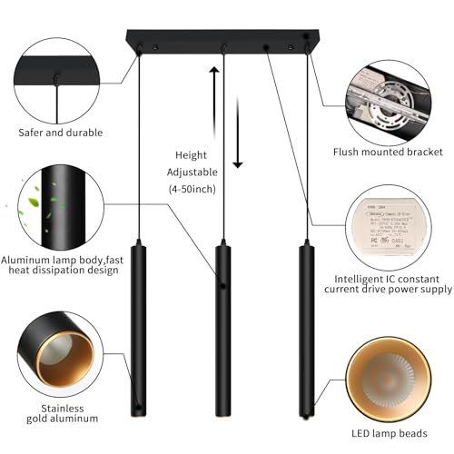 Modern 3 Light Square Pendant Light Fixtures