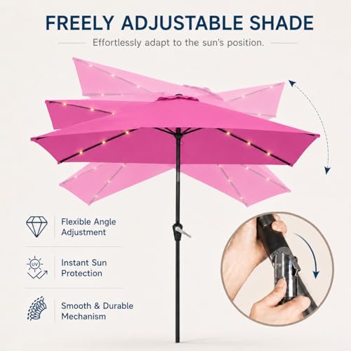6.5 x 10ft Rectangular Patio Umbrella with Solar Lights