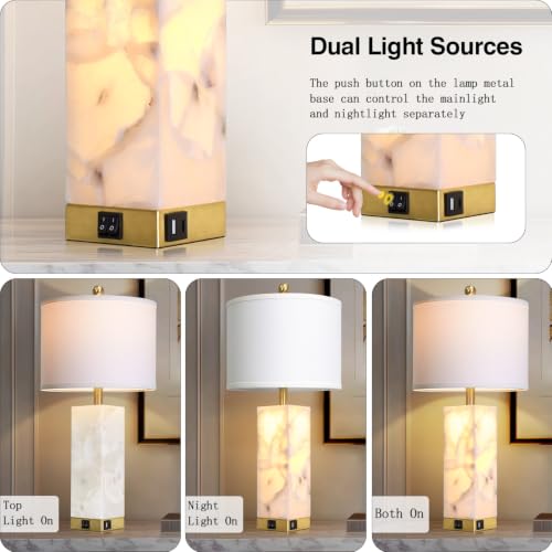 25.6'' Bedside Table Lamps for Bedroom Living Room (2 Count)