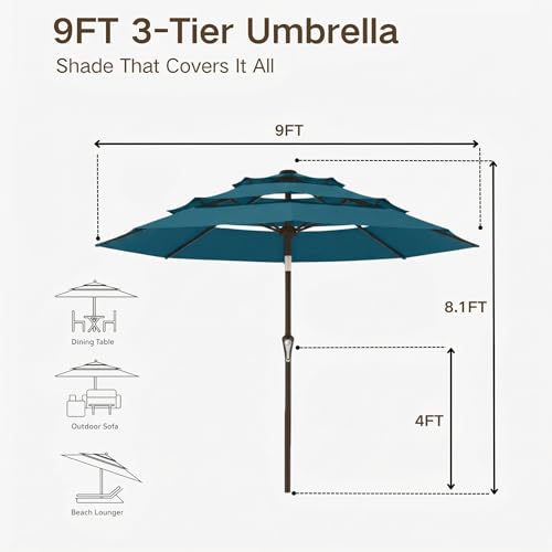 9ft 3 Tier Patio Umbrella