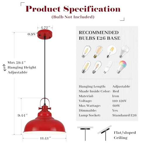 Red Pendant Lights Kitchen Island (2 Count)