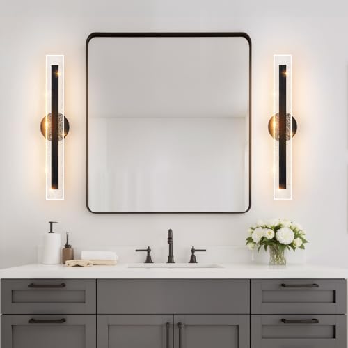 Modern Black Wall Scones Hardwired Wall Lamps LED Dimmable Wall Lighting for Living Room Bedroom Bathroom Stairs Hallway 22.8In