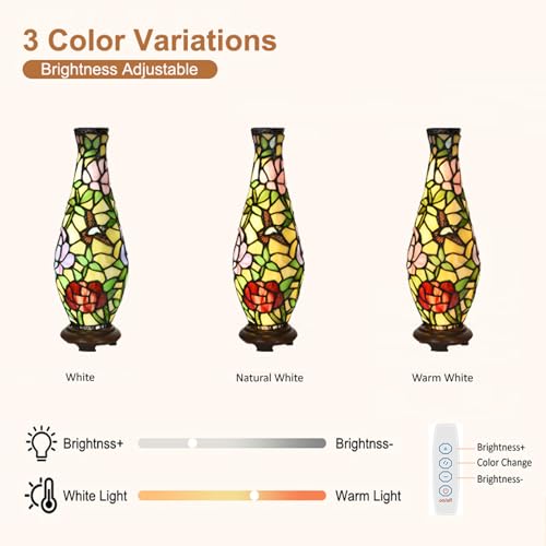 A0010 Tiffany Style Vase Table Lamp LED with 3 Lighting Modes and 10 Brightness Dimming
