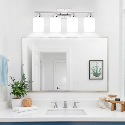 4 Light Vanity Light with Milky White Shades