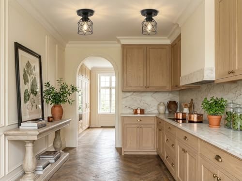 2 Pack Farmhouse Semi Flush Mount Ceiling Light Fixture