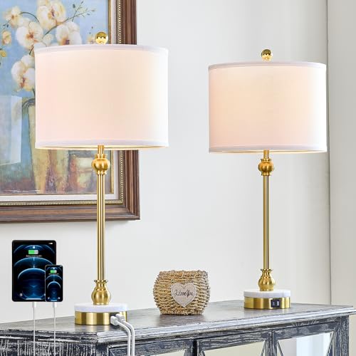 Brass Gold Buffet Table Lamps Set of 2 for Living Room (2 Count)