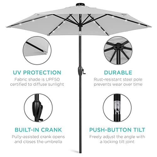 7.5ft Solar Umbrella LED Lighted Patio Umbrella