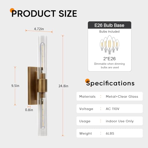 24.8" L Minimalist Style Wall Sconces Set of 2 (2 Count)