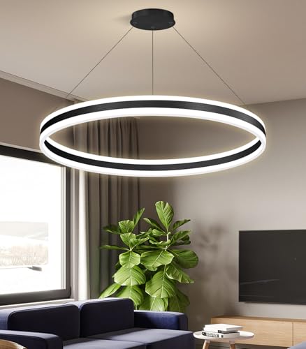 D31.5'' Modern Ring Chandelier for Dining Room LED Dimmable Pendant Lighting High Ceiling Chandelier for Living Room Foyer Bedroom Entryway 3000K