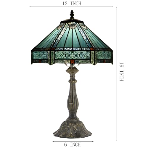 Tiffany Lamp Stained Glass Table Lamp Bedside Reading Light W12H19 Inches