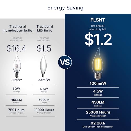 60 Watts Equivalent LED Chandelier Light Bulbs (12 Count)