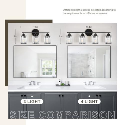 Modern Black Crystal Bathroom Light Fixtures