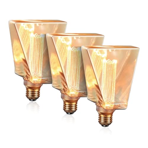 Decorative Light Bulb ICE Style Shaped E26 Edison Bulb Medium Base (3 Count)