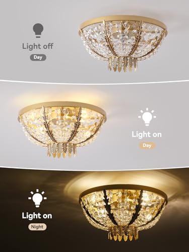 20" Gold Crystal Fandelier Ceiling Fan with Light (Crystal Fandelier)
