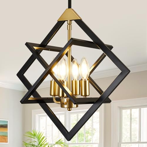 18" Modern Black and Gold Chandelier