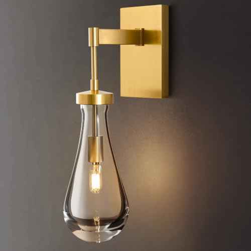 Raindrop Brass Crystal Wall Sconce
