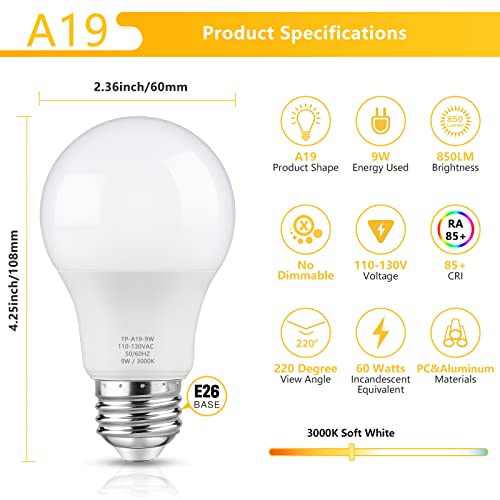 A19 LED Light Bulbs (4 Count)