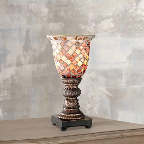 Russel 12" Small Accent Lamp Mosaic Glass Uplight Traditional Vintage Dark
