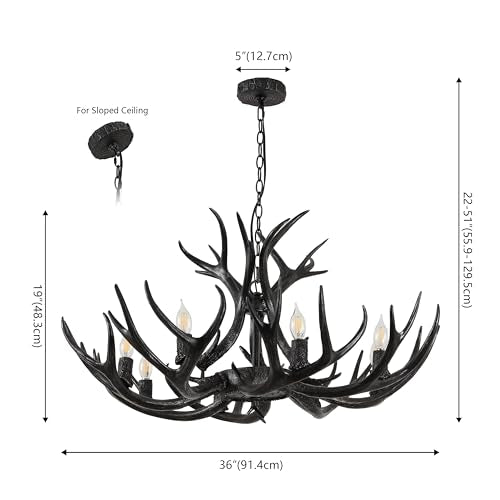 Eldora 8 Light Resin Antler Chandelier 36"