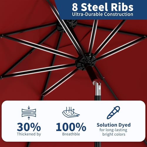 9FT Patio Umbrella 8 Sturdy Ribs Outdoor Table Umbrella