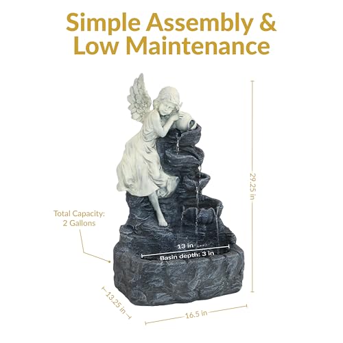 Sunnydaze 29" Angel Falls Solar Water Fountain with LED Lights