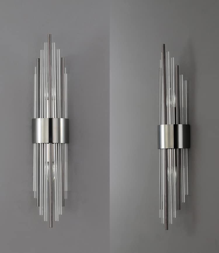 2 Light Modern Wall Sconce Black Clear Glass Crystal Vanity Light (2 Count)