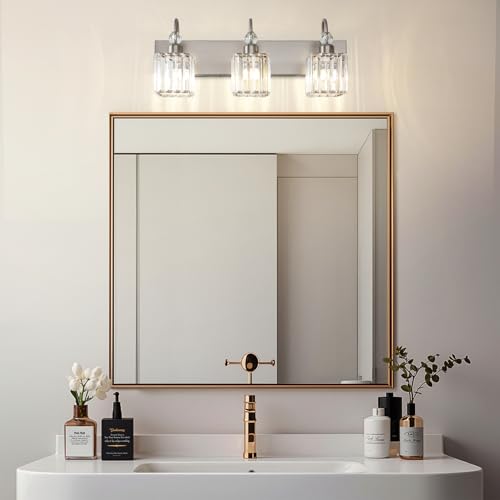 Brushed Nickel Vanity Light for Bathroom Crystal 3