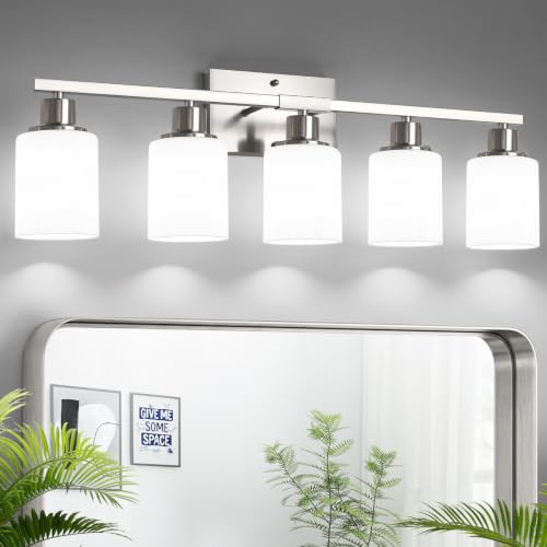 5 Light Vanity Light with Milky White Shades