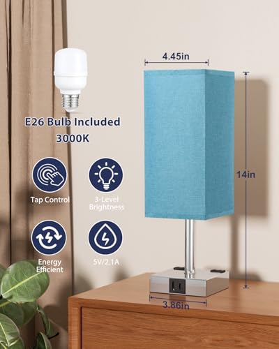 Turquoise Touch Table Lamp for Bedroom