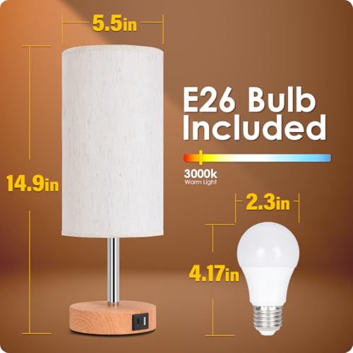 Bedside Lamp with USB A+C Port