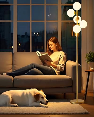 Dimmable Gold Globe Floor Lamp