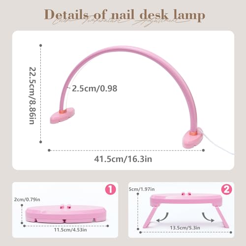 16" Nail Light Half Moon Portable Nail Lamp for Desk No Flicker&Shadow