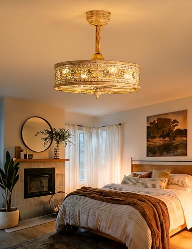 Farmhouse Chandelier Ceiling Fan with Light