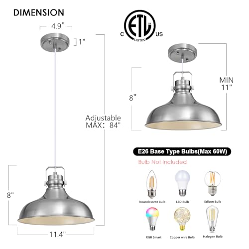 Brushed Nickel Modern Pendant Lights Kitchen Island Fixtures